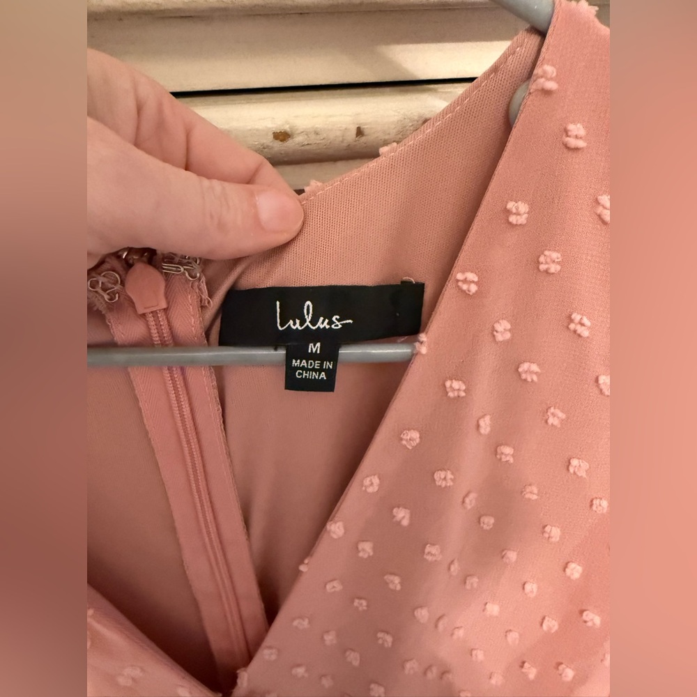 Lulu's Love Story Light Pink Swiss Dot Maxi Dress- Sz Medium Sold Out online! - Picture 5 of 10